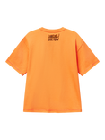 Benetton Kids' Cotton Crew Neck Graphic Print T-Shirt, Apricot