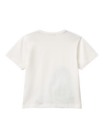 Benetton Kids' Cotton Zipped Shark T-Shirt, Off White