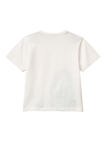 Benetton Kids' Cotton Zipped Shark T-Shirt, Off White - view 2, Off White