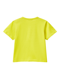 Benetton Kids' Cotton Zipped Submarine T-Shirt, Lime - view 2, Lime