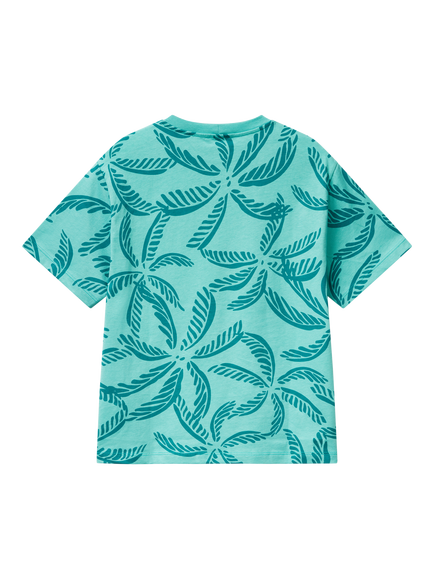 Benetton Kids' Cotton Short Sleeved Leaf Print T-Shirt, Multicolor - view 2, Multicolor