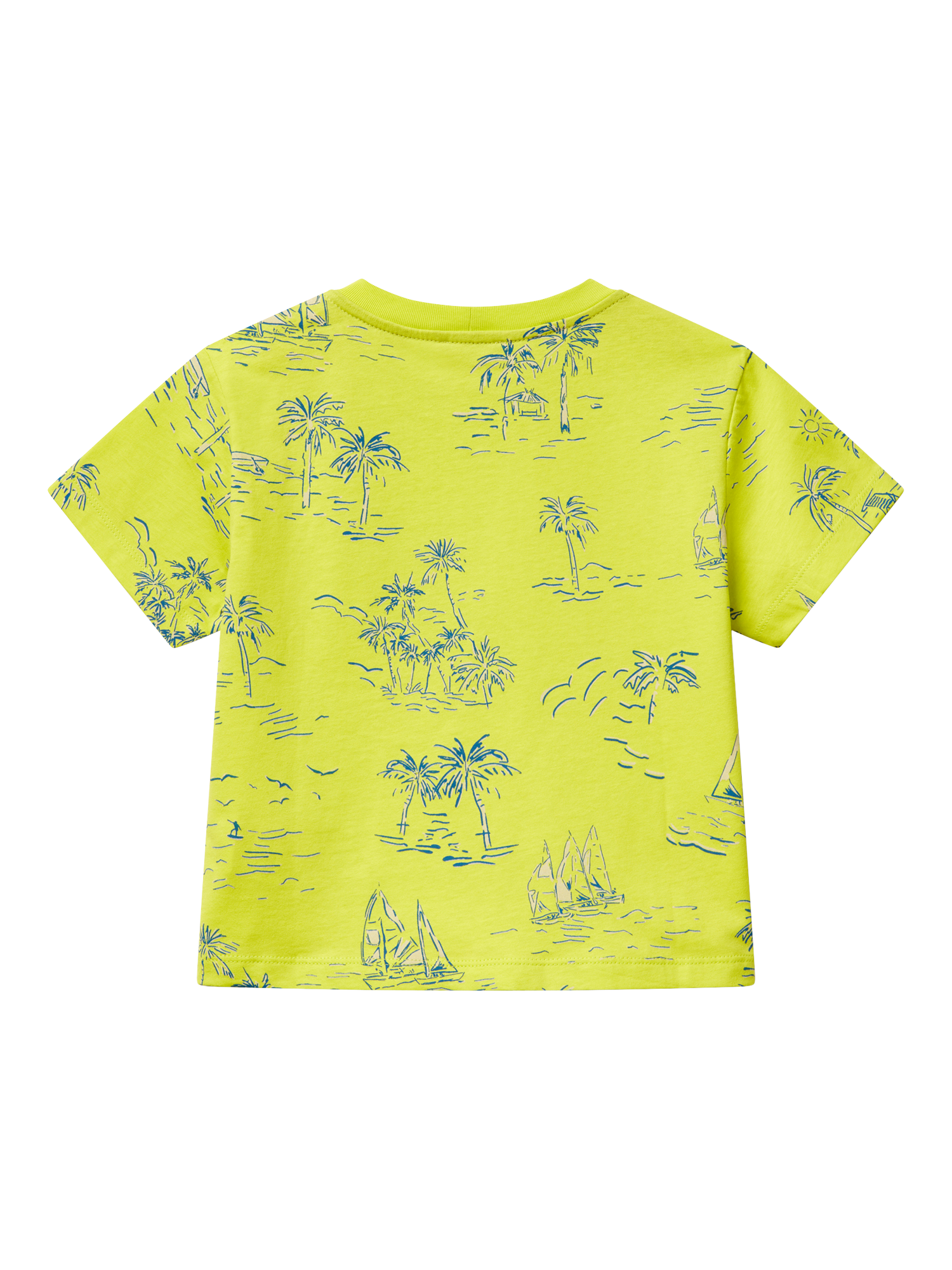 Product image 2 of 3, which shows Benetton Kids' Cotton Tree and Boat Print T-Shirt, Multicolor, 3-4 years