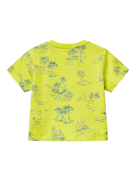 Benetton Kids' Cotton Tree and Boat Print T-Shirt, Multicolor - view 2, Multicolor