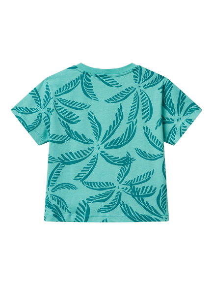 Benetton Kids' Cotton Leaf Print T-Shirt, Multicolor - view 2, Multicolor