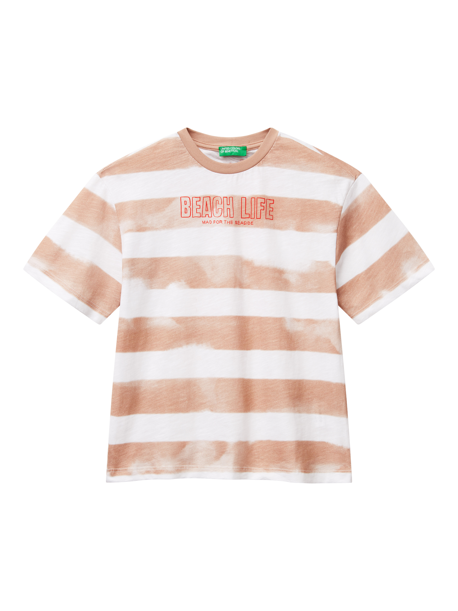 Product image 1 of 3, which shows Benetton Kids' Cotton Whale Print Striped T-Shirt, Multicolor, 6-7 years