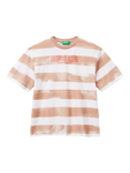 Benetton Kids' Cotton Whale Print Striped T-Shirt, Multicolor