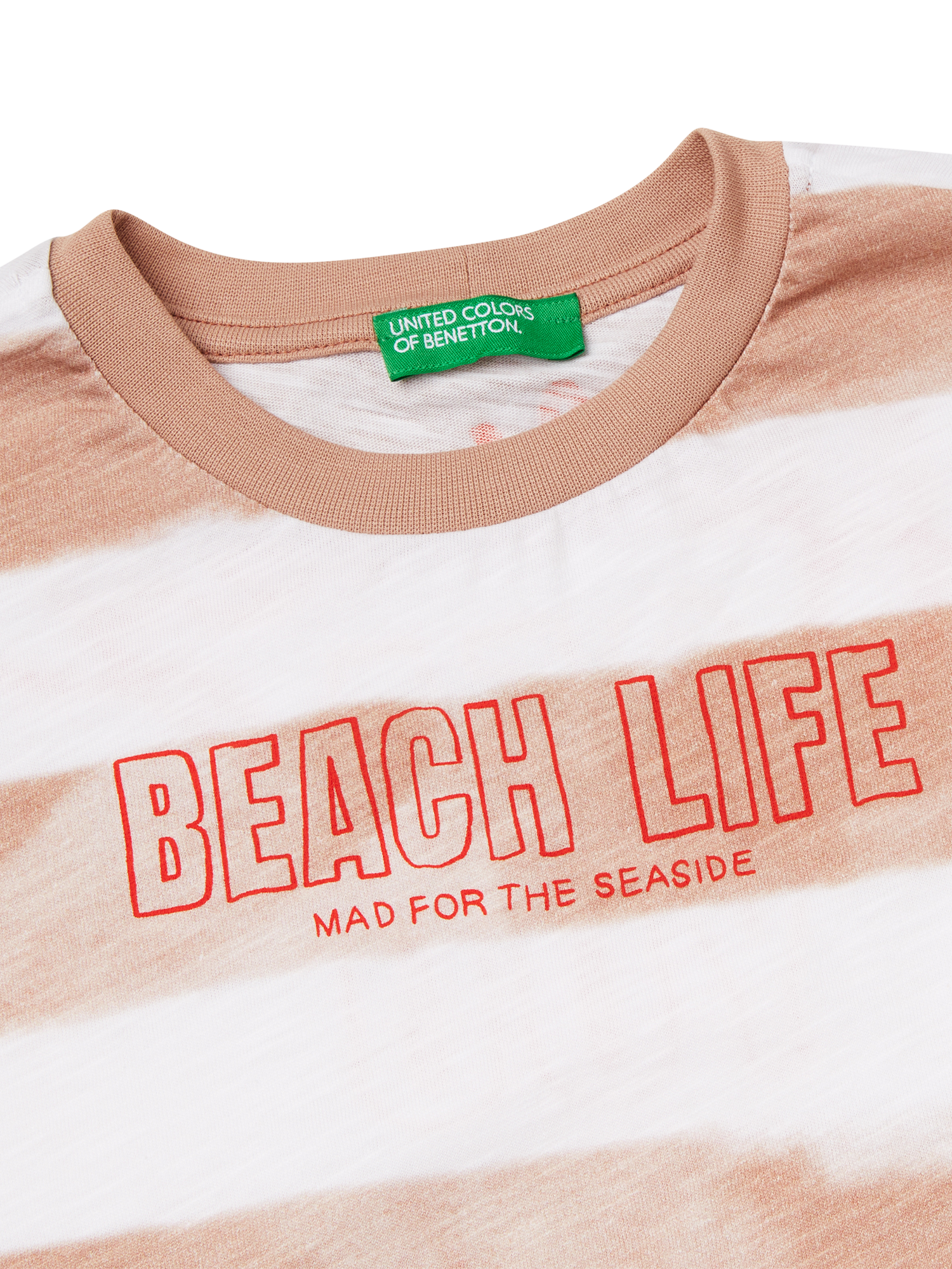 Product image 3 of 3, which shows Benetton Kids' Cotton Whale Print Striped T-Shirt, Multicolor, 6-7 years