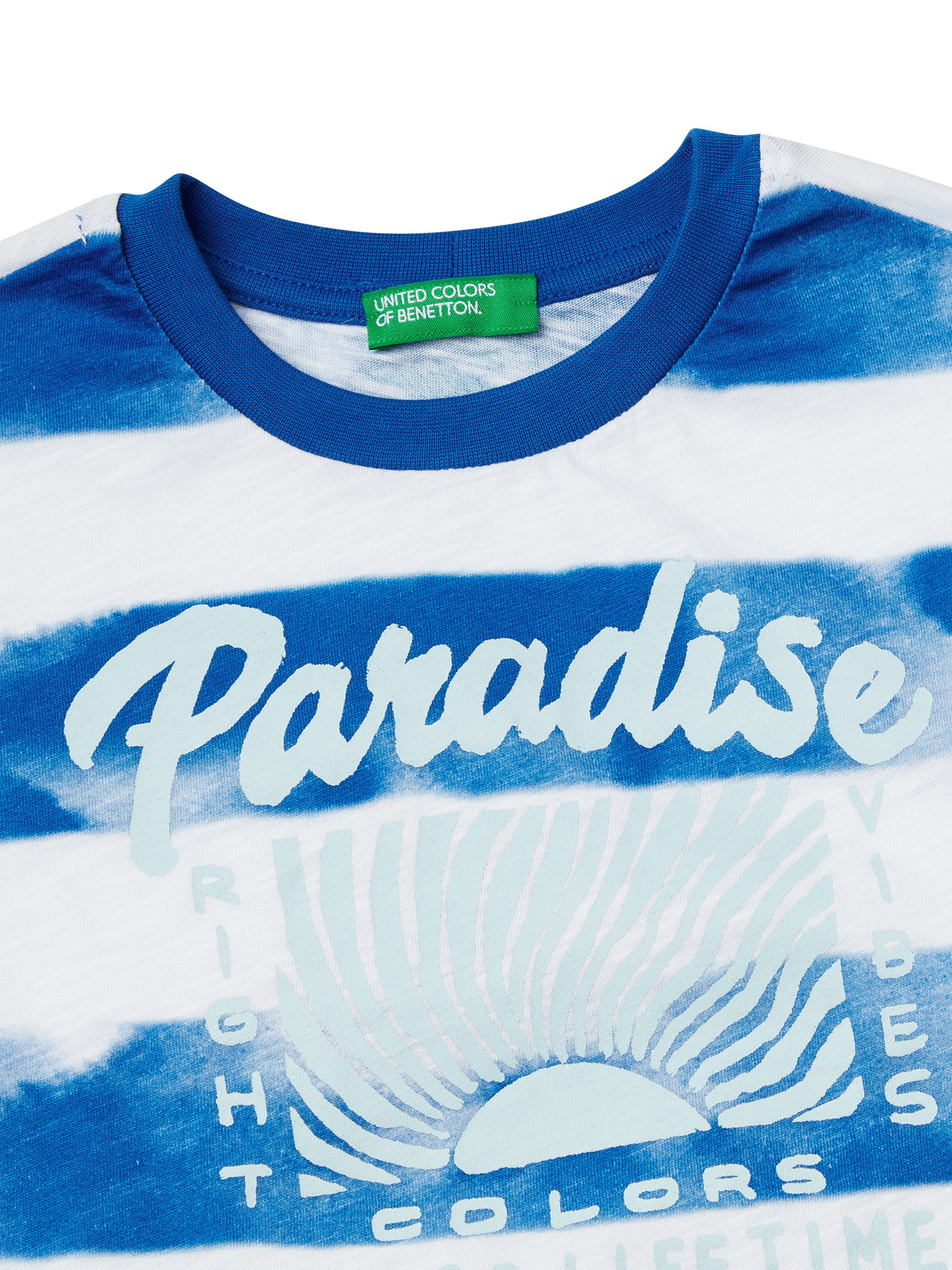 Product image 3 of 3, which shows Benetton Kids' Cotton Oversized Striped Paradise T-Shirt, Multicolor, 6-7 years