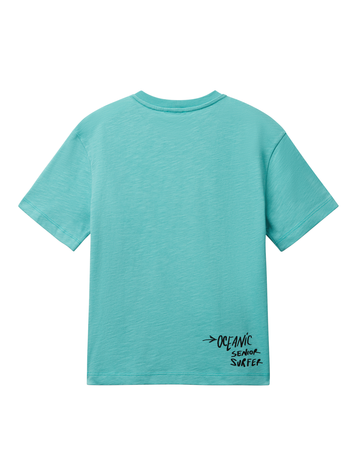 Product image 2 of 3, which shows Benetton Kids' Cotton Surf Print T-Shirt, Teal Green, 6-7 years
