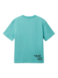 Benetton Kids' Cotton Surf Print T-Shirt, Teal Green