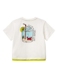 Benetton Kids' Cotton Graphic Print T-Shirt, Offwhite
