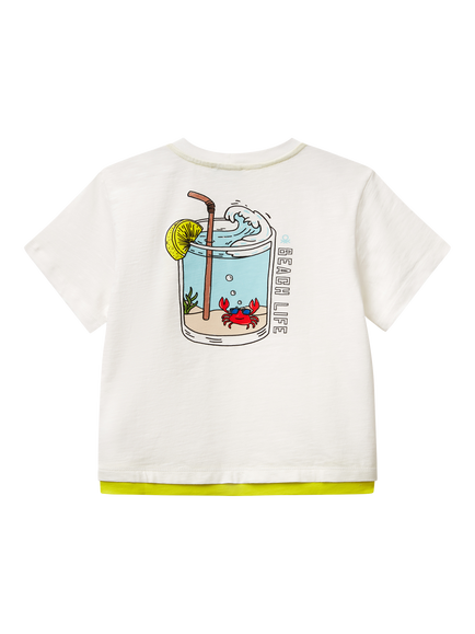 Benetton Kids' Cotton Graphic Print T-Shirt, Offwhite - view 2, Offwhite