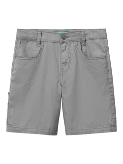 Benetton Kids' Cotton Four Pocket Shorts, Medium Grey