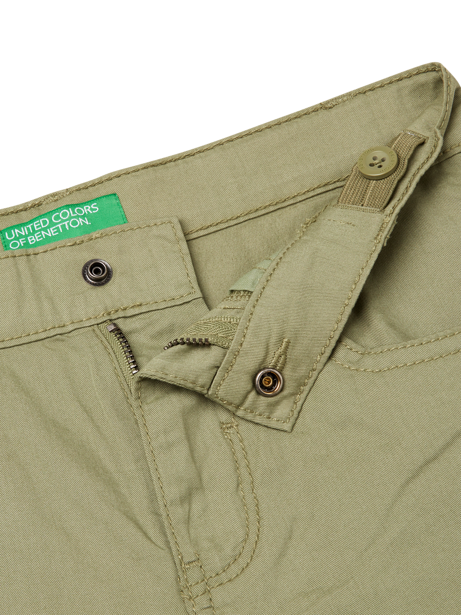 Product image 3 of 3, which shows Benetton Kids' Cotton Four Pocket Shorts, Olive Green, 6-7 years