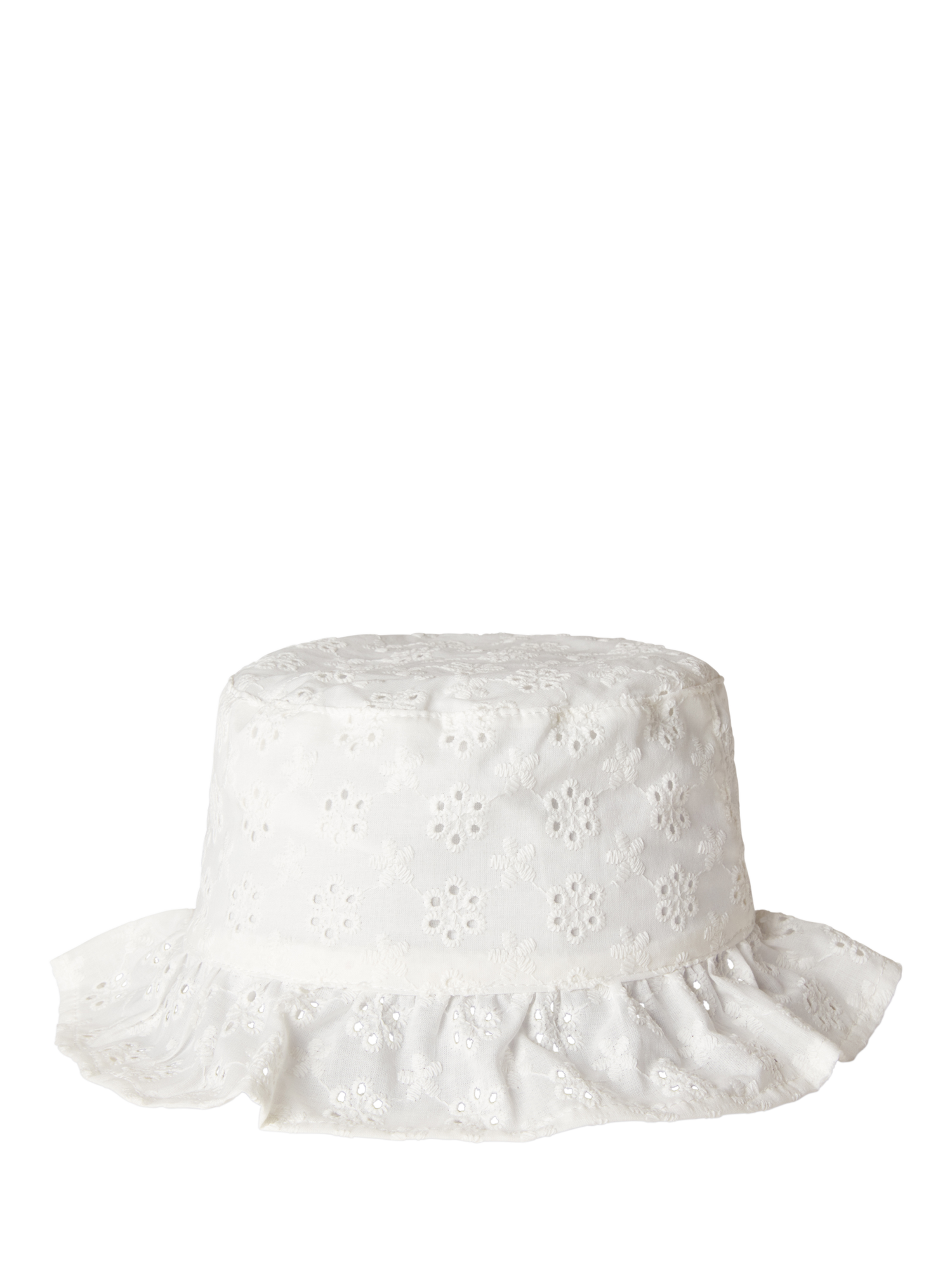 Product image 1 of 3, which shows Benetton Kids' Broderie Anglaise Cotton Sun Hat, Optical White, 3-4 years