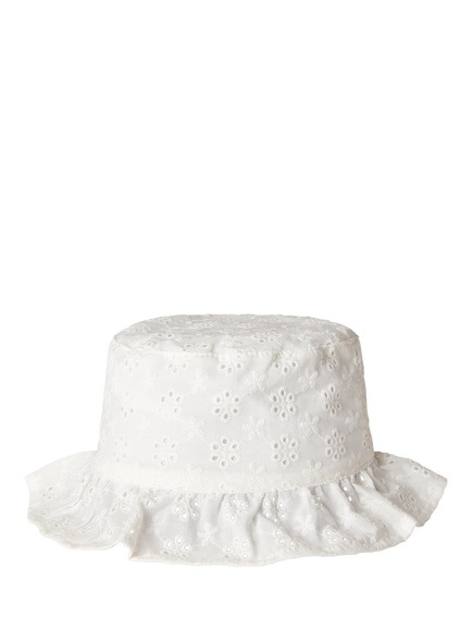 Benetton Kids' Broderie Anglaise Cotton Sun Hat, Optical White, Optical White