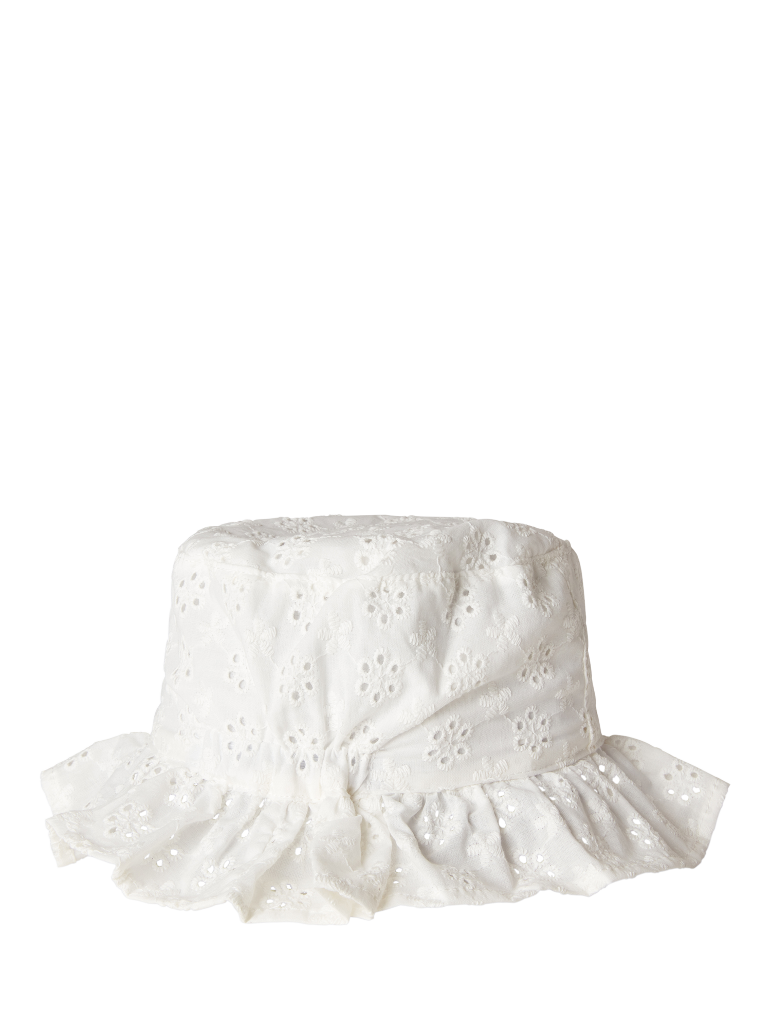 Product image 2 of 3, which shows Benetton Kids' Broderie Anglaise Cotton Sun Hat, Optical White, 3-4 years