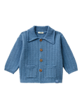 Benetton Kids' Cotton Blend Knitted Button Cardigan, Sugar Paper