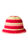 Benetton Kids' Striped Knitted Cotton Bucket Hat, Fuchsia