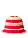 Benetton Kids' Striped Knitted Cotton Bucket Hat, Fuchsia