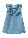 Benetton Baby Cotton Sleeveless Frill Dress, Denim