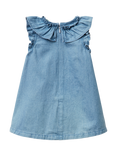 Benetton Baby Cotton Sleeveless Frill Dress, Denim