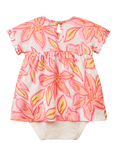 Benetton Baby Short Sleeved Floral Popper Dress, White Cream