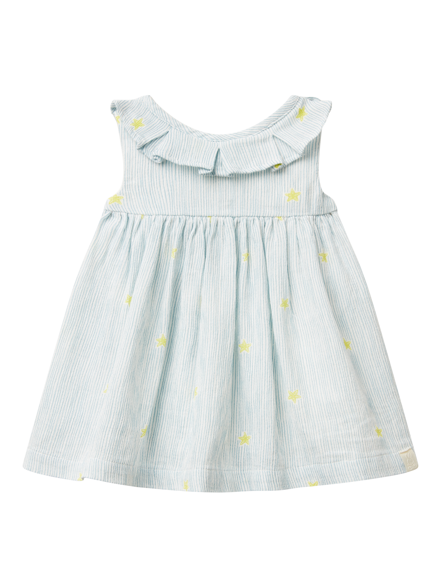 Product image 1 of 3, which shows Benetton Baby Cotton Sleeveless Button Dress, Offwhite, 3-6 months