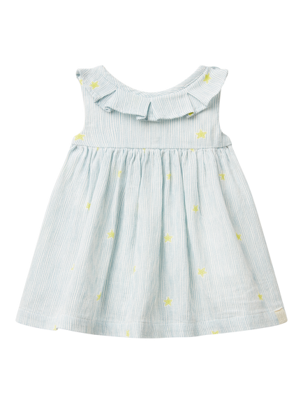 Benetton Baby Cotton Sleeveless Button Dress, Offwhite, Offwhite