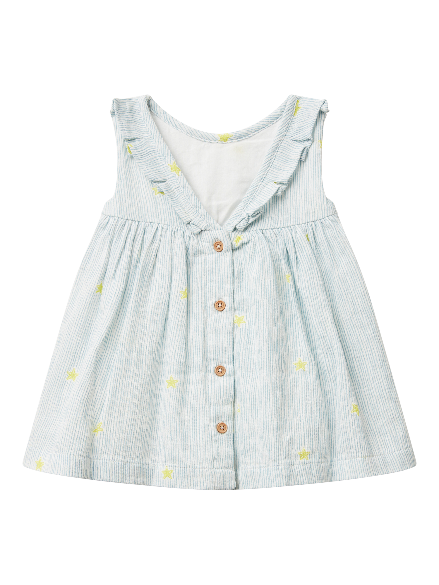 Product image 2 of 3, which shows Benetton Baby Cotton Sleeveless Button Dress, Offwhite, 3-6 months