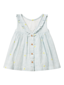 Benetton Baby Cotton Sleeveless Button Dress, Offwhite - view 2, Offwhite