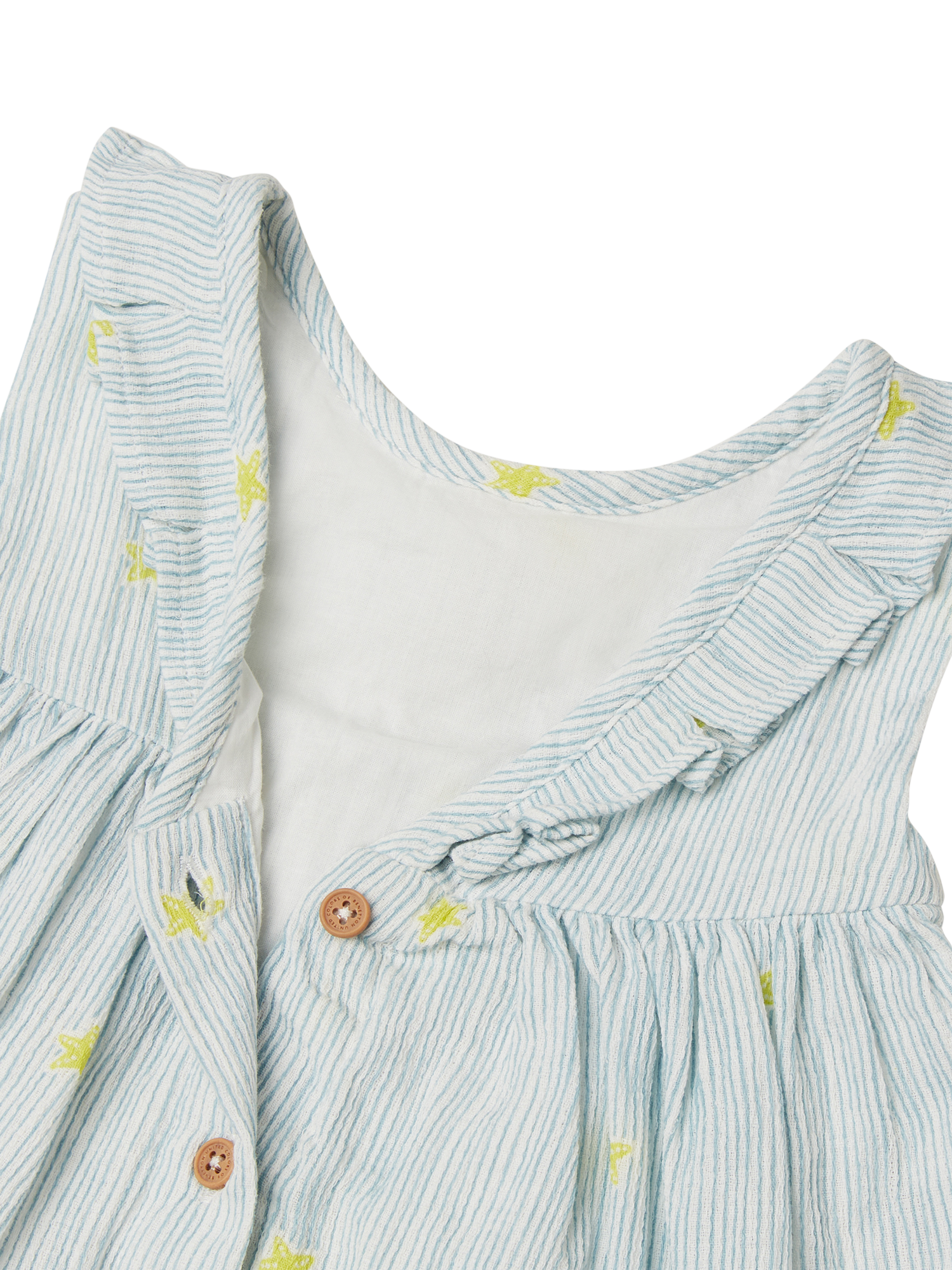 Product image 3 of 3, which shows Benetton Baby Cotton Sleeveless Button Dress, Offwhite, 3-6 months