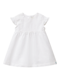 Benetton Baby Linen Blend Pleated Cap Sleeve Dress, Optical White