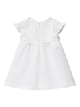 Benetton Baby Linen Blend Pleated Cap Sleeve Dress, Optical White