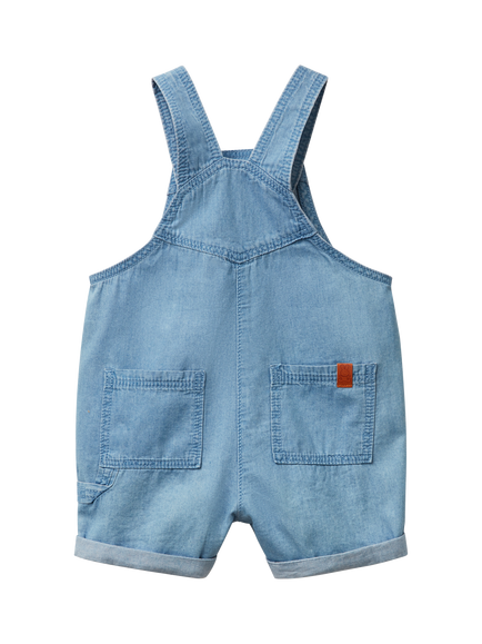 Benetton Baby Cotton Dungarees, Denim - view 2, Denim