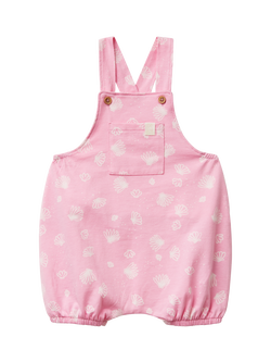 Benetton Baby Cotton Seashell Print Dungarees, Pink, Pink
