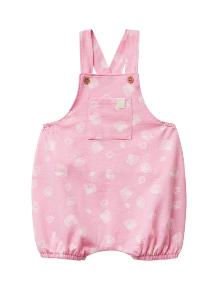Benetton Baby Cotton Seashell Print Dungarees, Pink, Pink