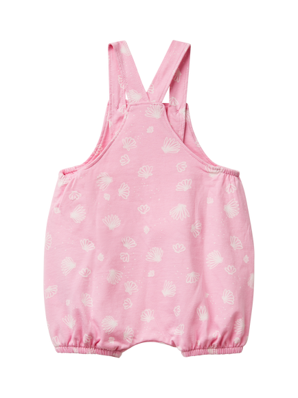 Benetton Baby Cotton Seashell Print Dungarees, Pink - view 2, Pink