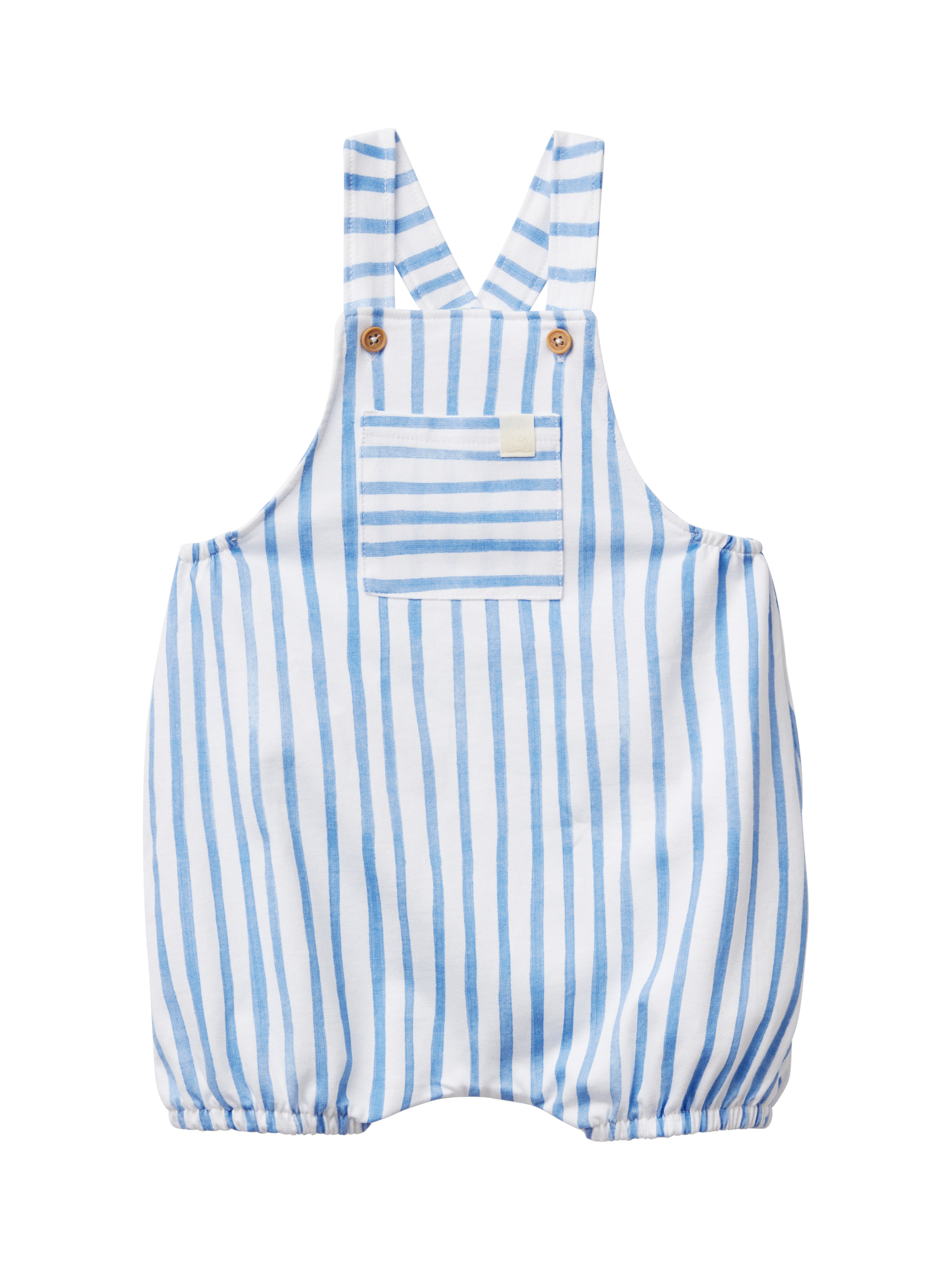 Product image 1 of 3, which shows Benetton Baby Cotton Striped Dungarees, Optical White, 6-9 months