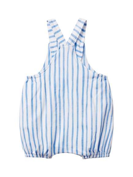 Benetton Baby Cotton Striped Dungarees, Optical White - view 2, Optical White