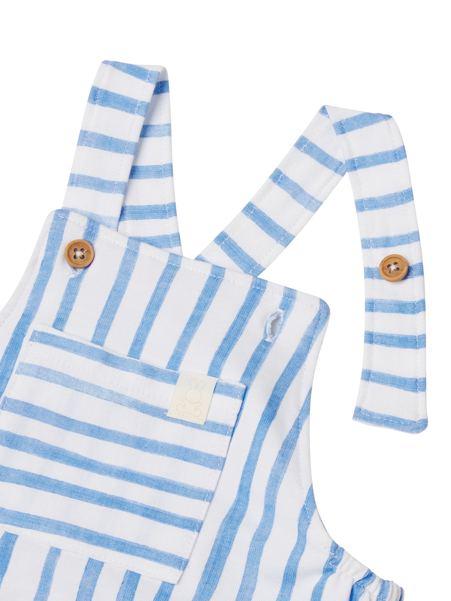 Product image 3 of 3, which shows Benetton Baby Cotton Striped Dungarees, Optical White, 6-9 months