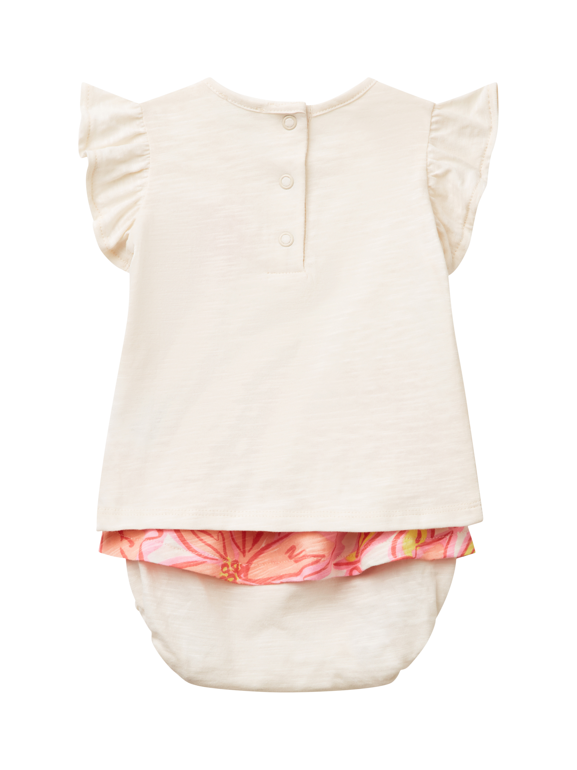 Product image 2 of 4, which shows Benetton Baby Cotton Top and Shorts Set, White Cream, 3-6 months