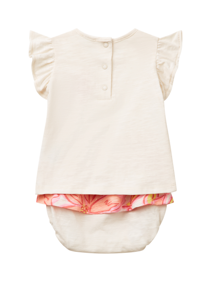 Benetton Baby Cotton Top and Shorts Set, White Cream - view 2, White Cream