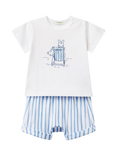 Benetton Baby Cotton T-Shirt and Shorts Set, Optical White