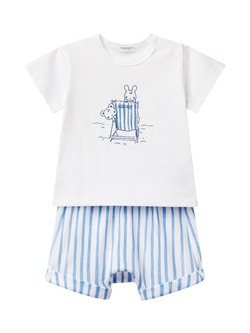 Benetton Baby Cotton T-Shirt and Shorts Set, Optical White, Optical White