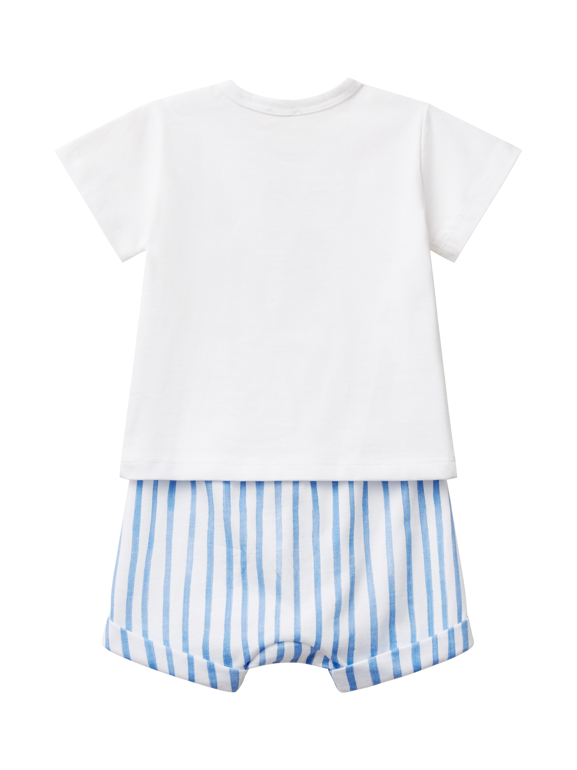 Product image 2 of 4, which shows Benetton Baby Cotton T-Shirt and Shorts Set, Optical White, 1-3 months