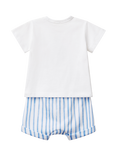 Benetton Baby Cotton T-Shirt and Shorts Set, Optical White