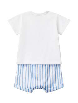 Benetton Baby Cotton T-Shirt and Shorts Set, Optical White - view 2, Optical White