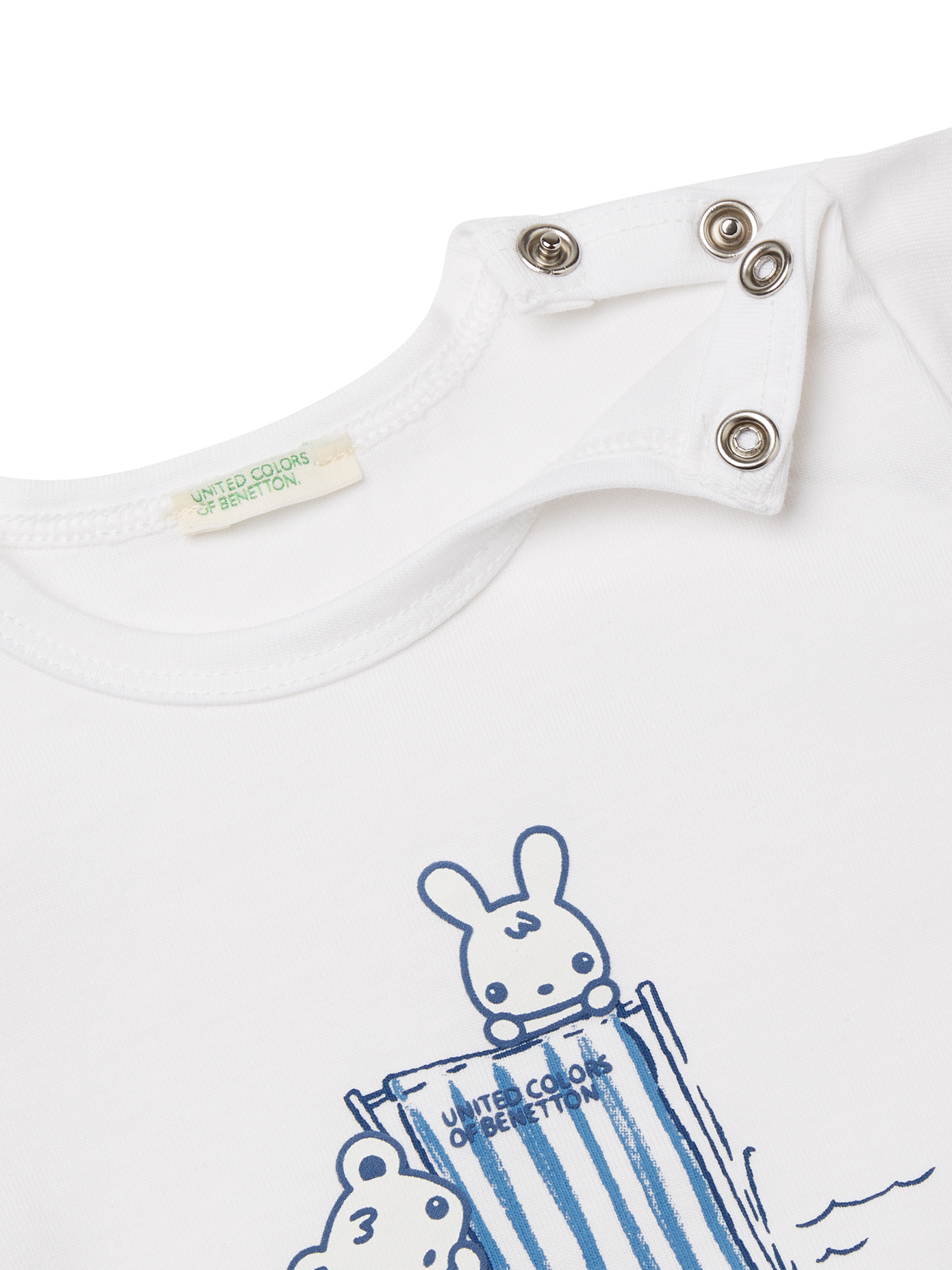 Product image 4 of 4, which shows Benetton Baby Cotton T-Shirt and Shorts Set, Optical White, 1-3 months