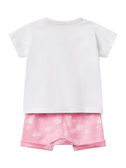 Benetton Baby Ballet Bunny T-Shirt and Shorts Set, Pink - view 2, Pink